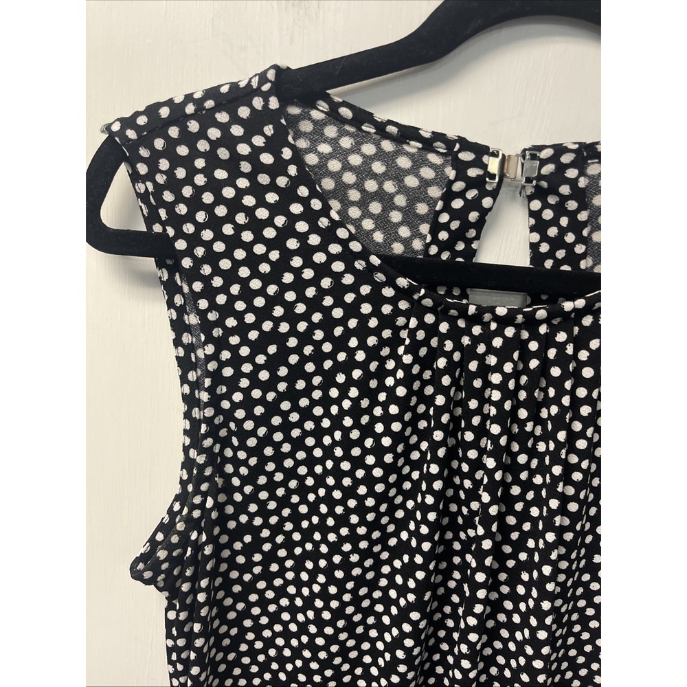 Women's Banana Republic Size Small Black-And-White Polkadot Keyhole Back Tank - Picture 7 of 9